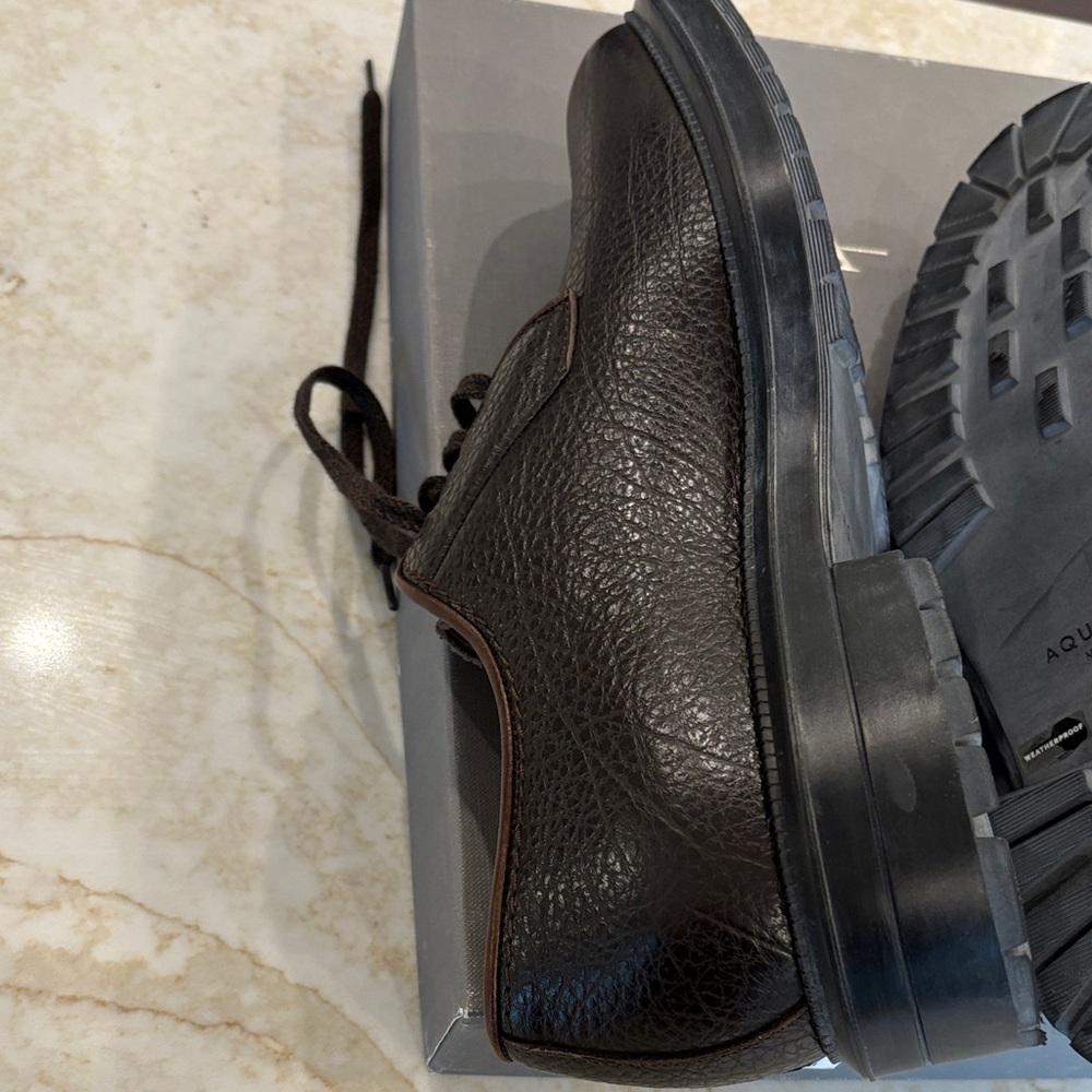 Aquatalia Dark Brown Leather Men's Tucker Oxfords Weatherproof Made in Italy - Picture 10 of 12